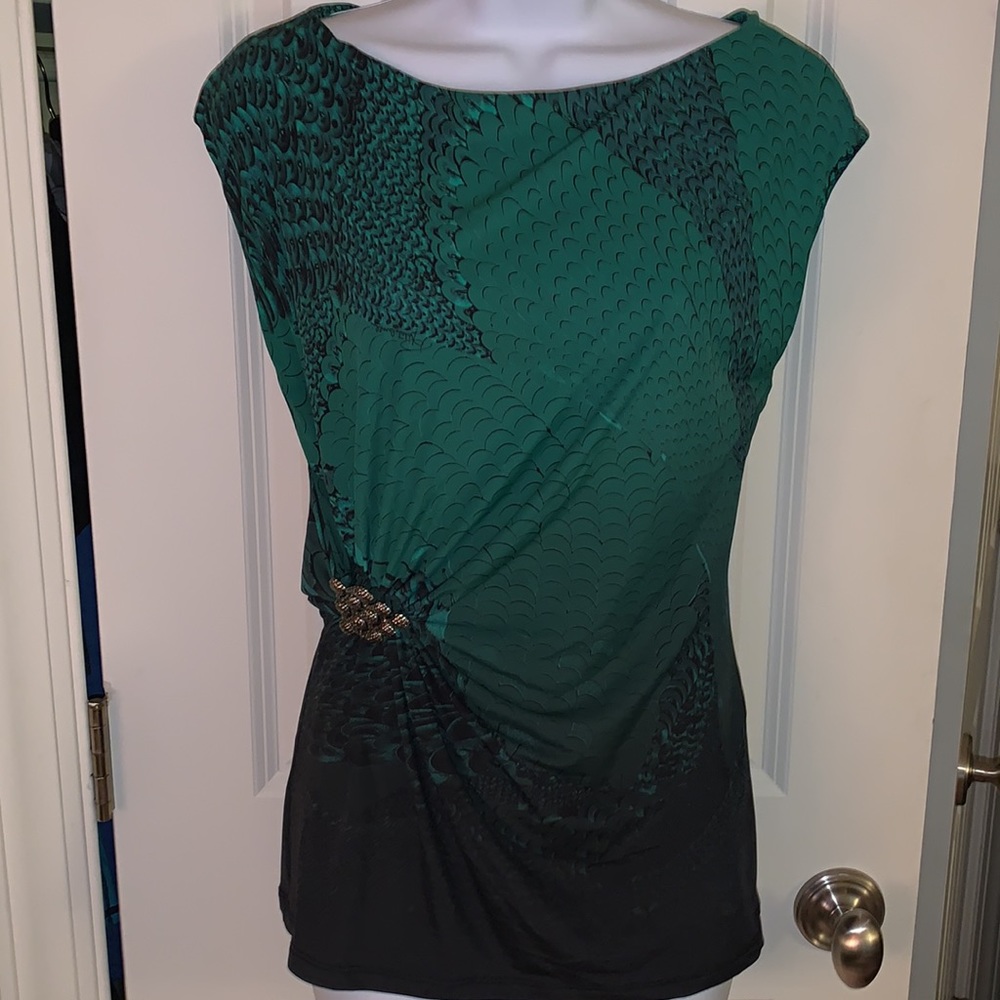 Roberto Cavalli silk blend feather print top